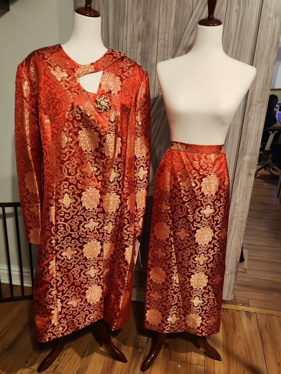 Terramina Dresses & Skirts - Terramina Red and Gold Brocade Skirt Set